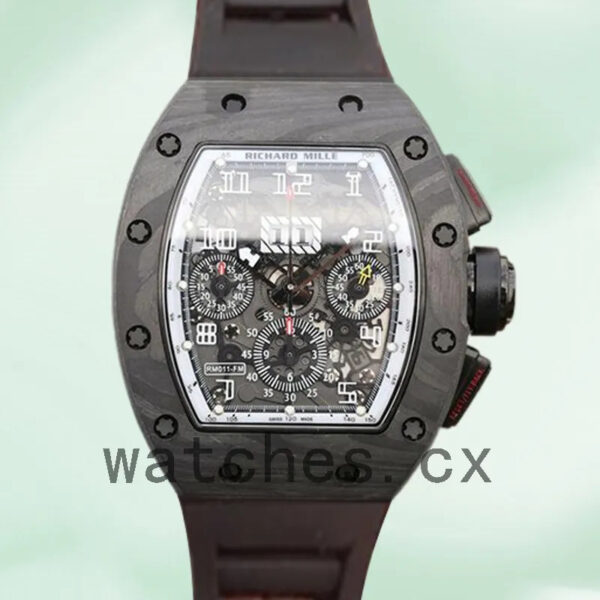 Richard Mille RM011 Men RM011-011 Around 50*42mm Transparent Dial Rubber Band Replica Watches