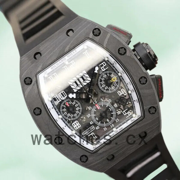 Richard Mille RM011 Men RM011-011 Around 50*42mm Transparent Dial Rubber Band Replica Watches