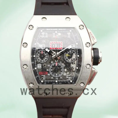 Richard Mille RM011 Men RM011-013 Around 50*42mm Rubber Band Transparent Dial Replica Watches