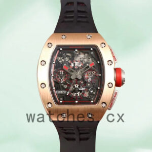 Richard Mille RM011 Around 50*42mm RM011-018 Men Rose Gold Rubber Band Replica Watches