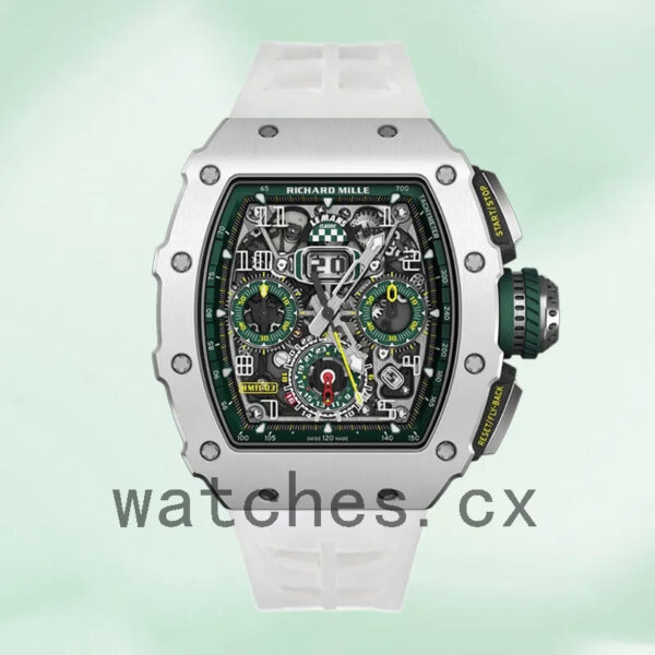Richard Mille RM 11-03 RM 11-03 Around 45mm Men Silver Rubber Band Replica Watches