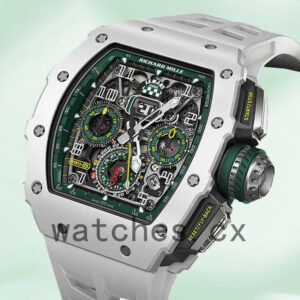 Richard Mille RM 11-03 RM 11-03 Around 45mm Men Silver Rubber Band Replica Watches