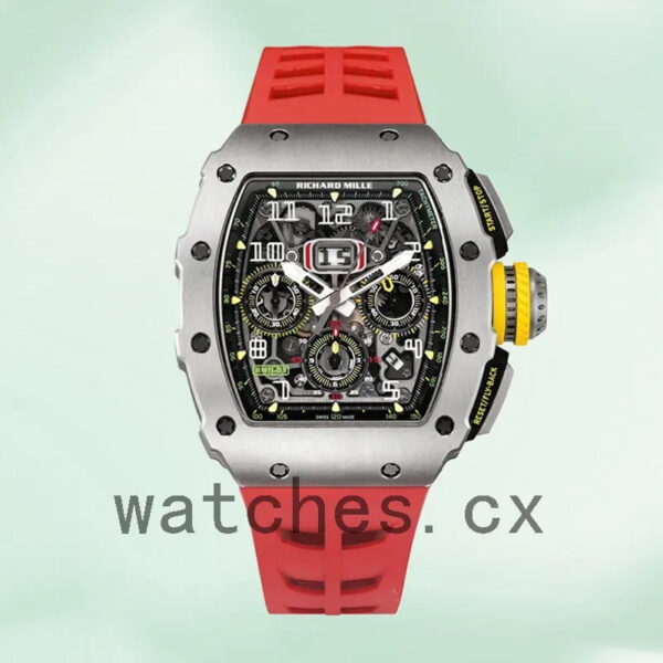 Richard Mille RM 11-03 RM 11-03 Men Around 45mm Silver Rubber Band Replica Watches
