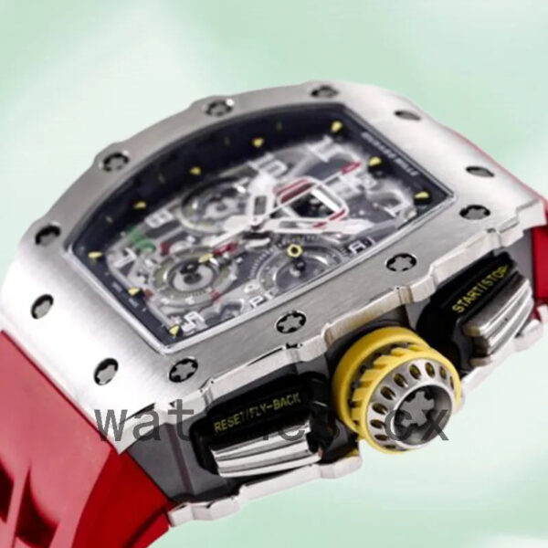 Richard Mille RM 11-03 RM 11-03 Men Around 45mm Silver Rubber Band Replica Watches - Image 3