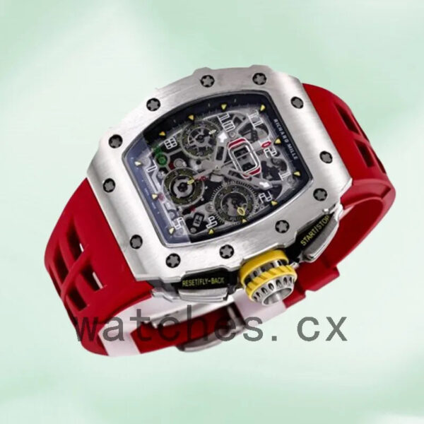 Richard Mille RM 11-03 RM 11-03 Men Around 45mm Silver Rubber Band Replica Watches