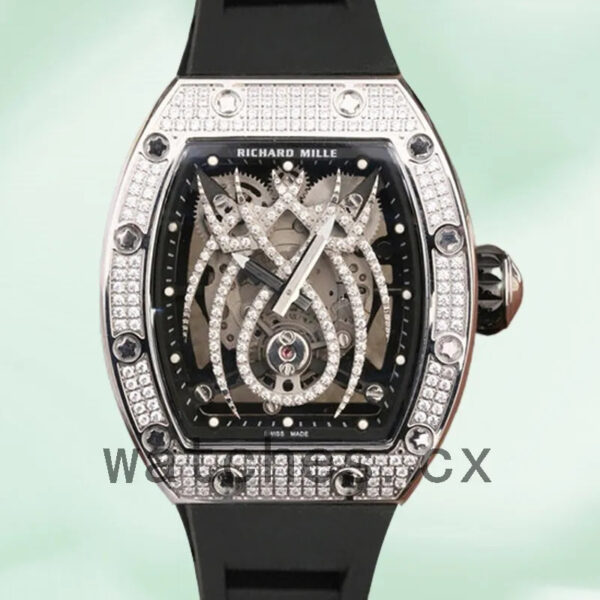 Richard Mille RM019 RM019-001 Around 45*38mm Men Hand Wind Black With Diamonds Dial Replica Watches