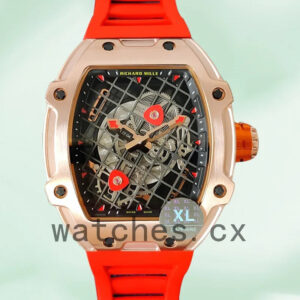 Richard Mille RM27-04 RM27-04-010 Around 38*48mm Men Rubber Band Rose Gold-tone Replica Watches