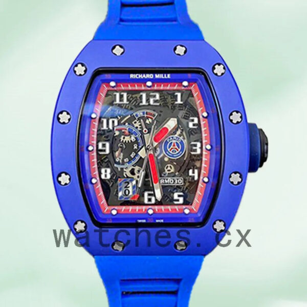 Richard Mille RM030 Men RM030-002 Around 50*42mm Rubber Band Blue Replica Watches