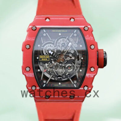Richard Mille RM35-02 Men Around 50*42mm RM35-02-007 Transparent Dial Rubber Band Replica Watches