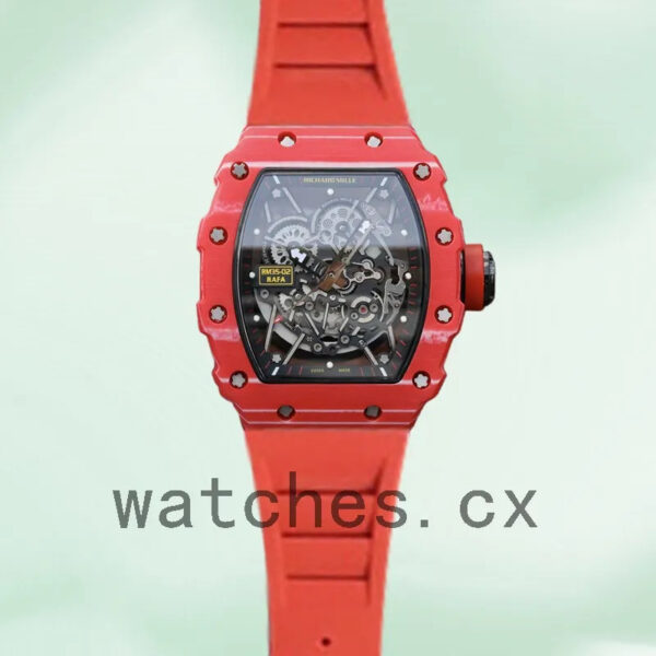 Richard Mille RM35-02 Men Around 50*42mm RM35-02-007 Transparent Dial Rubber Band Replica Watches