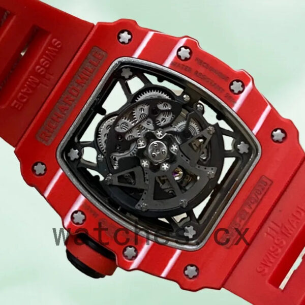 Richard Mille RM35-02 Men Around 50*42mm RM35-02-007 Transparent Dial Rubber Band Replica Watches - Image 3