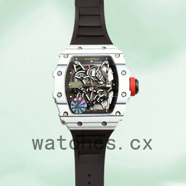 Richard Mille RM35-02 Men Around 50*42mm RM35-02-010 Transparent Dial Rubber Band Replica Watches