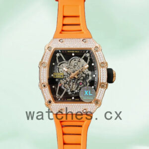Richard Mille RM35-02 Men Around 45mm RM35-02-026 Rubber Band Rose Gold-tone Replica Watches