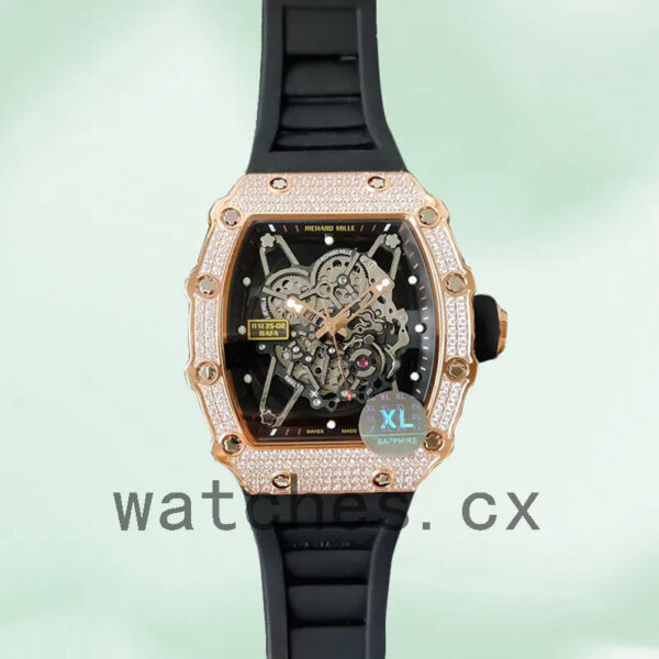 Richard Mille RM35-02 RM35-02-027 Around 45mm Men Transparent Dial Rubber Band Replica Watches