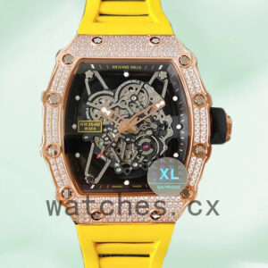Richard Mille RM35-02 Around 45mm RM35-02-028 Men Rubber Band Transparent Dial Replica Watches