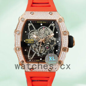Richard Mille RM35-02 Around 45mm Men RM35-02-031 Rose Gold-tone Rubber Band Replica Watches