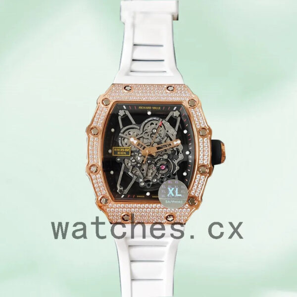Richard Mille RM35-02 Around 45mm Men RM35-02-031 Rose Gold-tone Rubber Band Replica Watches - Image 4