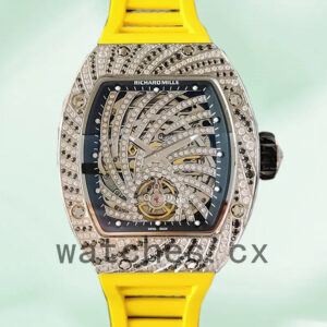 Richard Mille RM51-02 Around 48*40mm Ladies RM51-02-006 Rubber Band Diamond Paved Dial Replica Watches
