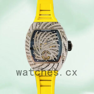 Richard Mille RM51-02 Around 48*40mm Ladies RM51-02-006 Rubber Band Diamond Paved Dial Replica Watches