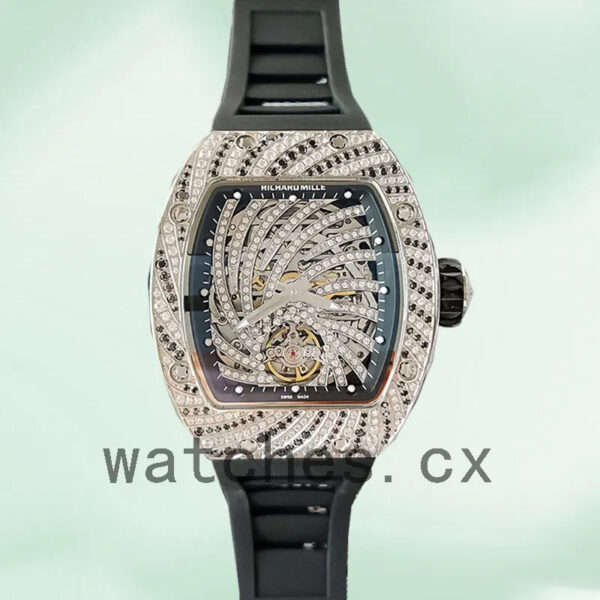 Richard Mille RM51-02 Around 48*40mm Ladies RM51-02-006 Rubber Band Diamond Paved Dial Replica Watches - Image 5