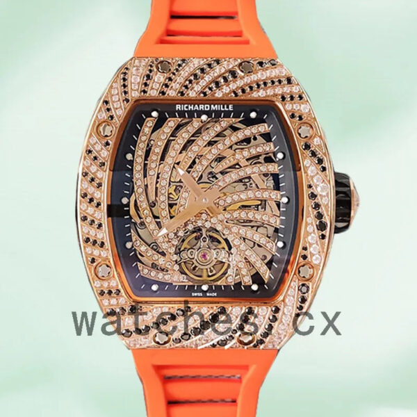 Richard Mille RM51-02 RM51-02-009 Around 48*40mm Ladies Mechanical Rubber Band Replica Watches