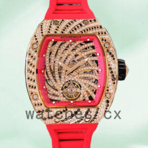 Richard Mille RM51-02 Around 48*40mm RM51-02-009 Ladies Diamond Paved Dial Rubber Band Replica Watches