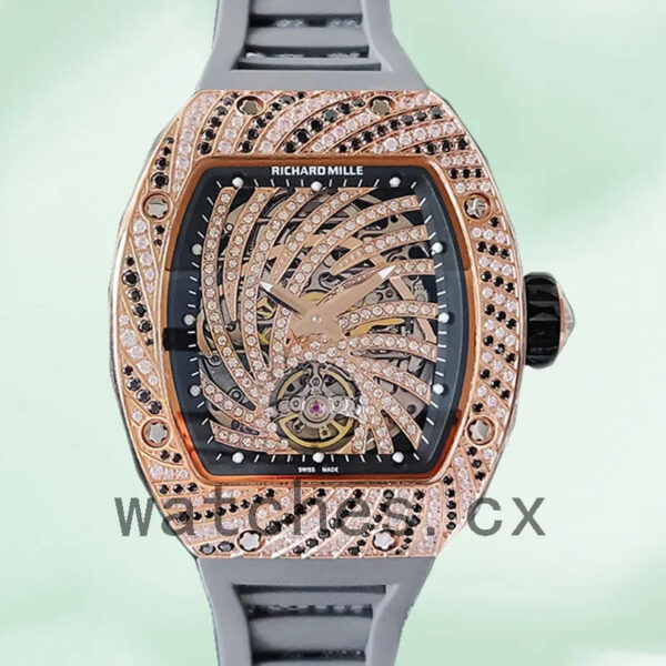 Richard Mille RM51-02 Around 48*40mm Ladies RM51-02-009 Diamond Paved Dial Replica Watches