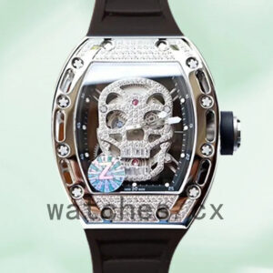 Richard Mille RM052 Around 50*42mm RM052-001 Men Diamonds Skull Dial Replica Watches