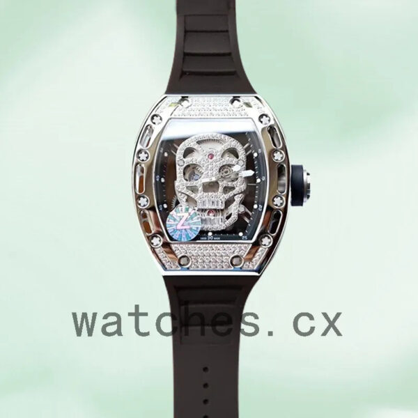 Richard Mille RM052 Around 50*42mm RM052-001 Men Diamonds Skull Dial Replica Watches