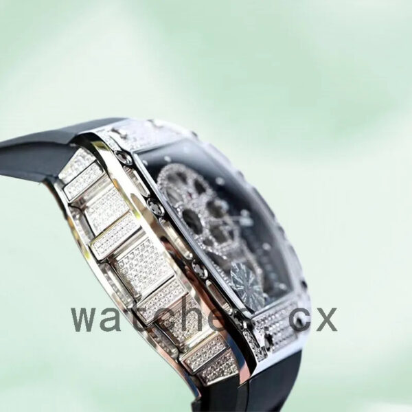 Richard Mille RM052 Around 50*42mm RM052-001 Men Diamonds Skull Dial Replica Watches