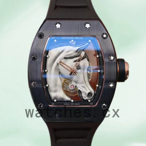 Richard Mille RM52-02 Men Around 50*41mm RM52-02-001 Horse Head Skeleton Dial Rubber Band Replica Watches