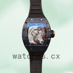 Richard Mille RM52-02 Men Around 50*41mm RM52-02-001 Horse Head Skeleton Dial Rubber Band Replica Watches
