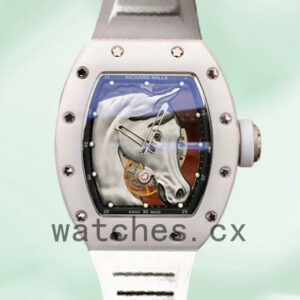 Richard Mille RM52-02 RM52-02-007 Around 50*42mm Men Horse Head Skeleton Dial Rubber Band Replica Watches