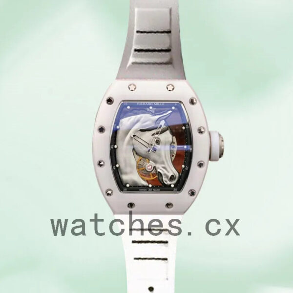 Richard Mille RM52-02 RM52-02-007 Around 50*42mm Men Horse Head Skeleton Dial Rubber Band Replica Watches