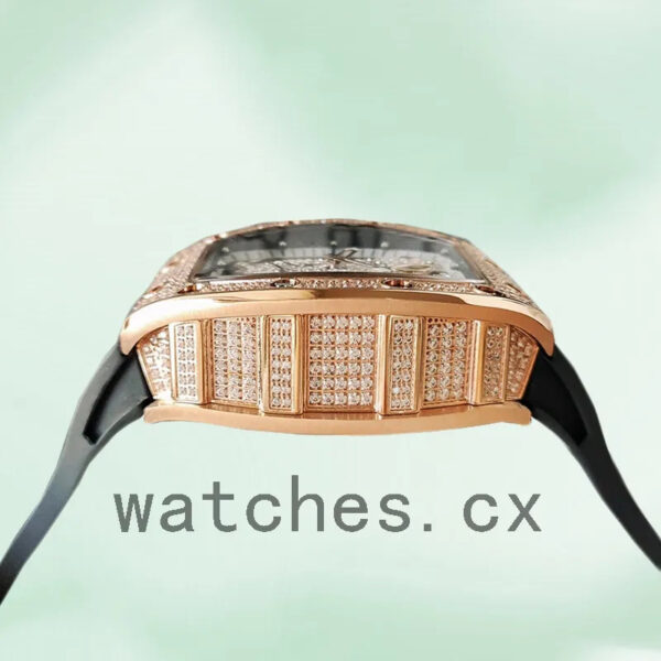 Richard Mille RM52-02 Around 43mm Men RM52-02-009 Rose Gold-tone/Silver-tone Rubber Band Replica Watches