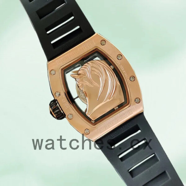 Richard Mille RM52-02 Around 43mm Men RM52-02-009 Rose Gold-tone/Silver-tone Rubber Band Replica Watches - Image 4