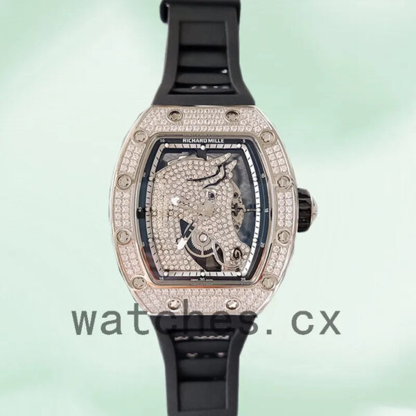 Richard Mille RM52-02 Around 43mm Men RM52-02-009 Rose Gold-tone/Silver-tone Rubber Band Replica Watches - Image 5
