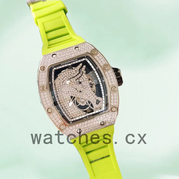 Richard Mille RM52-02 Men Around 43mm RM52-02-010 Rubber Band Rose Gold-tone/Silver-tone Replica Watches