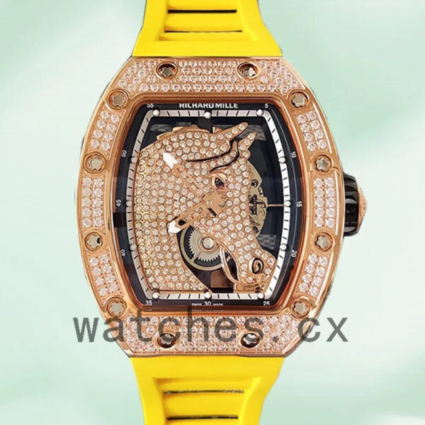 Richard Mille RM52-02 Men RM52-02-011 Around 43mm Rose Gold-tone Horse Dial Replica Watches