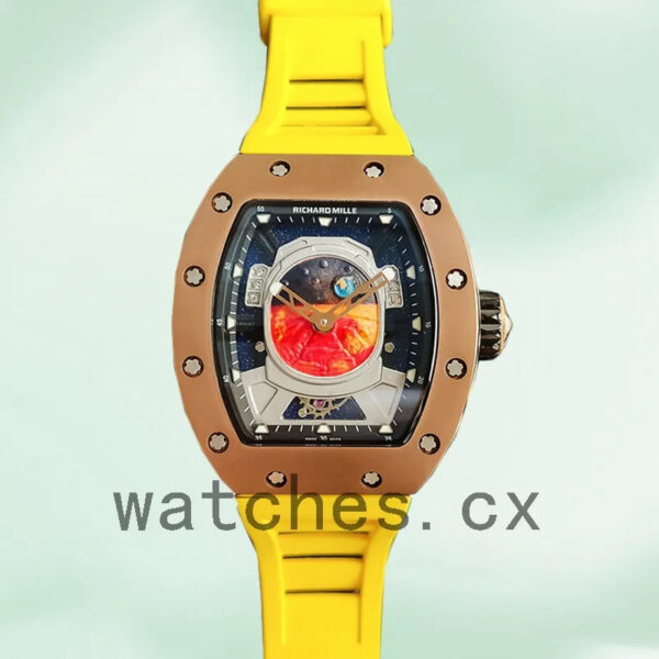 Richard Mille RM52-05 RM52-05-001 Around 50*42mm Men Rose Gold-tone Mars Earth Dial Replica Watches