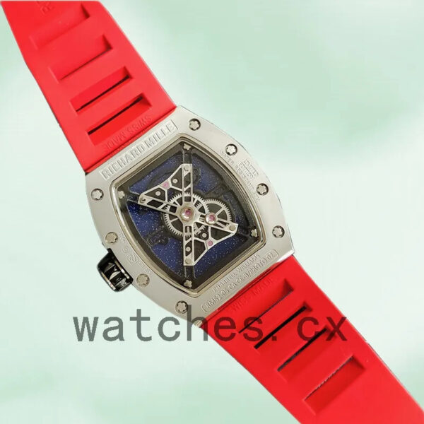Richard Mille RM52-05 RM52-05-006 Around 50*42mm Men Silver-tone Rubber Band Replica Watches - Image 3