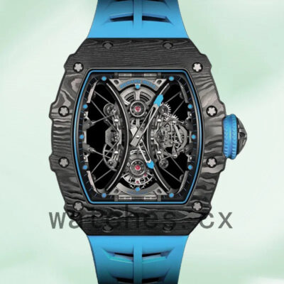 Richard Mille RM53-01 RM53-01-001 Around 50*40mm Men Rubber Band Transparent Dial Replica Watches