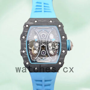 Richard Mille RM53-01 RM53-01-001 Around 50*40mm Men Rubber Band Transparent Dial Replica Watches