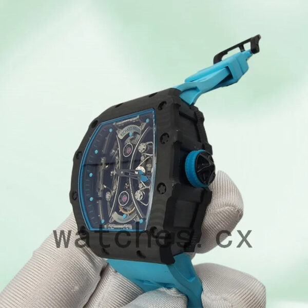 Richard Mille RM53-01 RM53-01-001 Around 50*40mm Men Rubber Band Transparent Dial Replica Watches