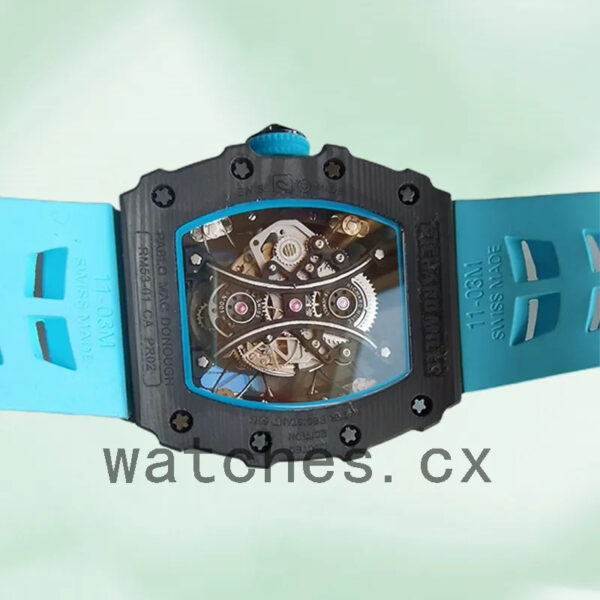 Richard Mille RM53-01 RM53-01-001 Around 50*40mm Men Rubber Band Transparent Dial Replica Watches