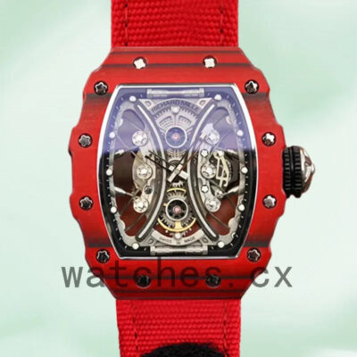 Richard Mille RM53-01 Men RM53-01-002 Around 50*43mm Red Rubber Band Replica Watches