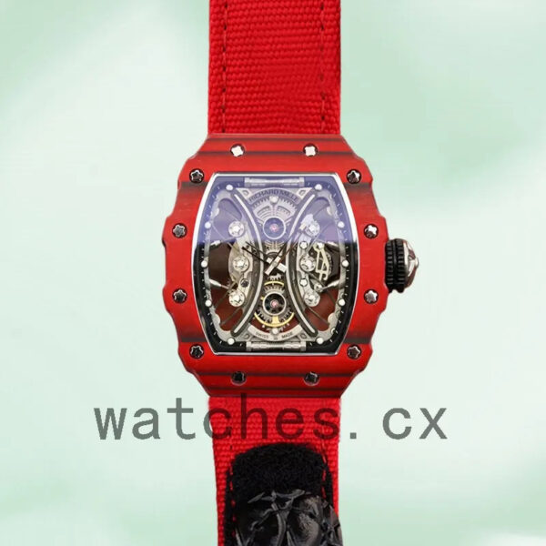 Richard Mille RM53-01 Men RM53-01-002 Around 50*43mm Red Rubber Band Replica Watches