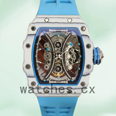 Richard Mille RM53-01 Men Around 50*43mm RM53-01-004 White Rubber Band Replica Watches