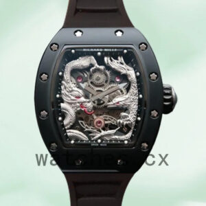 Richard Mille RM57-01 RM57-01-003 Men Around 50*40mm Rubber Band Silver Dragon and Phoenix Dial Replica Watches
