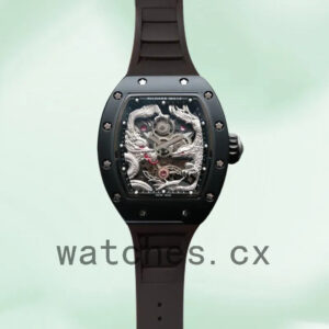 Richard Mille RM57-01 RM57-01-003 Men Around 50*40mm Rubber Band Silver Dragon and Phoenix Dial Replica Watches